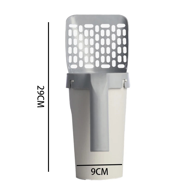 Integrated Cat Litter Scoop with Waste Bin Detachable Mess Free Cat Poop Shovel Self Contained Litter Box Cleaner for Cats