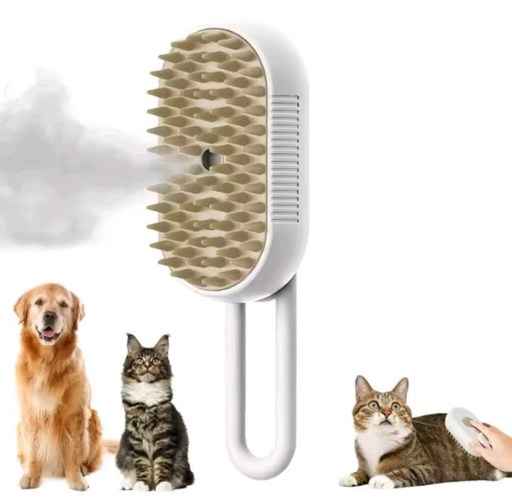 ✨ 3-in-1 Smart Steamy Pet Brush with Handle ✨