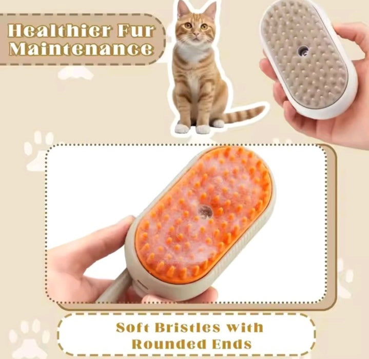 ✨ 3-in-1 Smart Steamy Pet Brush with Handle ✨