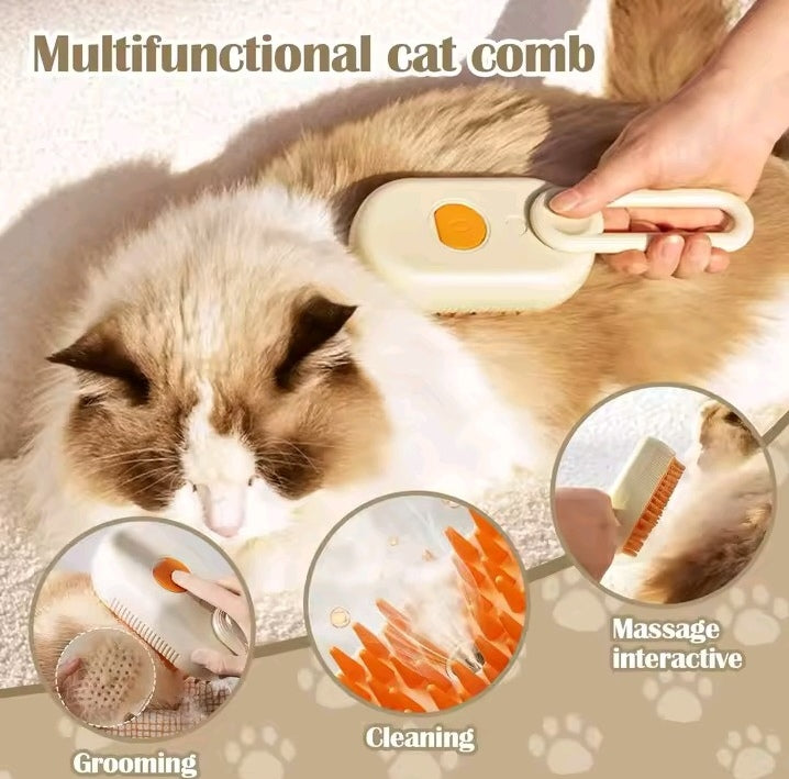 ✨ 3-in-1 Smart Steamy Pet Brush with Handle ✨