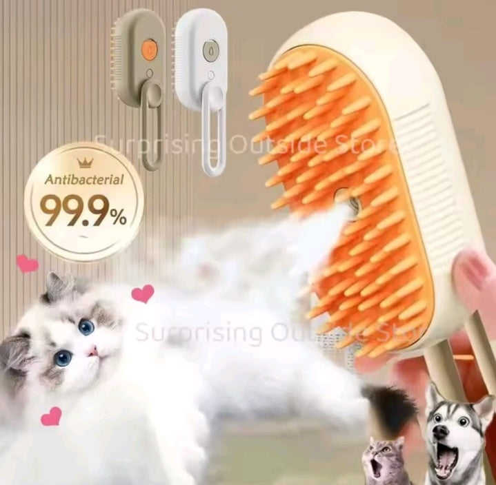 ✨ 3-in-1 Smart Steamy Pet Brush with Handle ✨